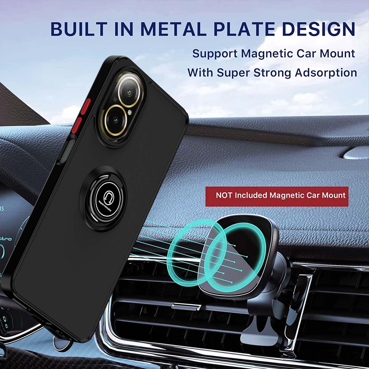 GOKEN Cover per Realme C67 4G, Custodia Folio in Pelle Flip Wallet Libro Case con Portafoglio, Premium PU/TPU Magnetica Cover con Supporto di Stand/Carte Slot Nero