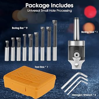 2 Boring Head Set, MT2 M10 F1-12 50mm Boring Head with 9pcs 12mm Boring Bars Milling Set