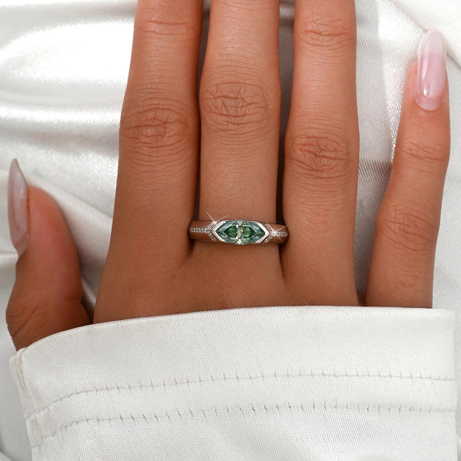 Moissanite pierścionek z białego złota, obrączka ślubna, pierścionek damski, z prawdziwego złota, pierścionek zaręczynowy z moissanite, 1 ct dla kobiet
