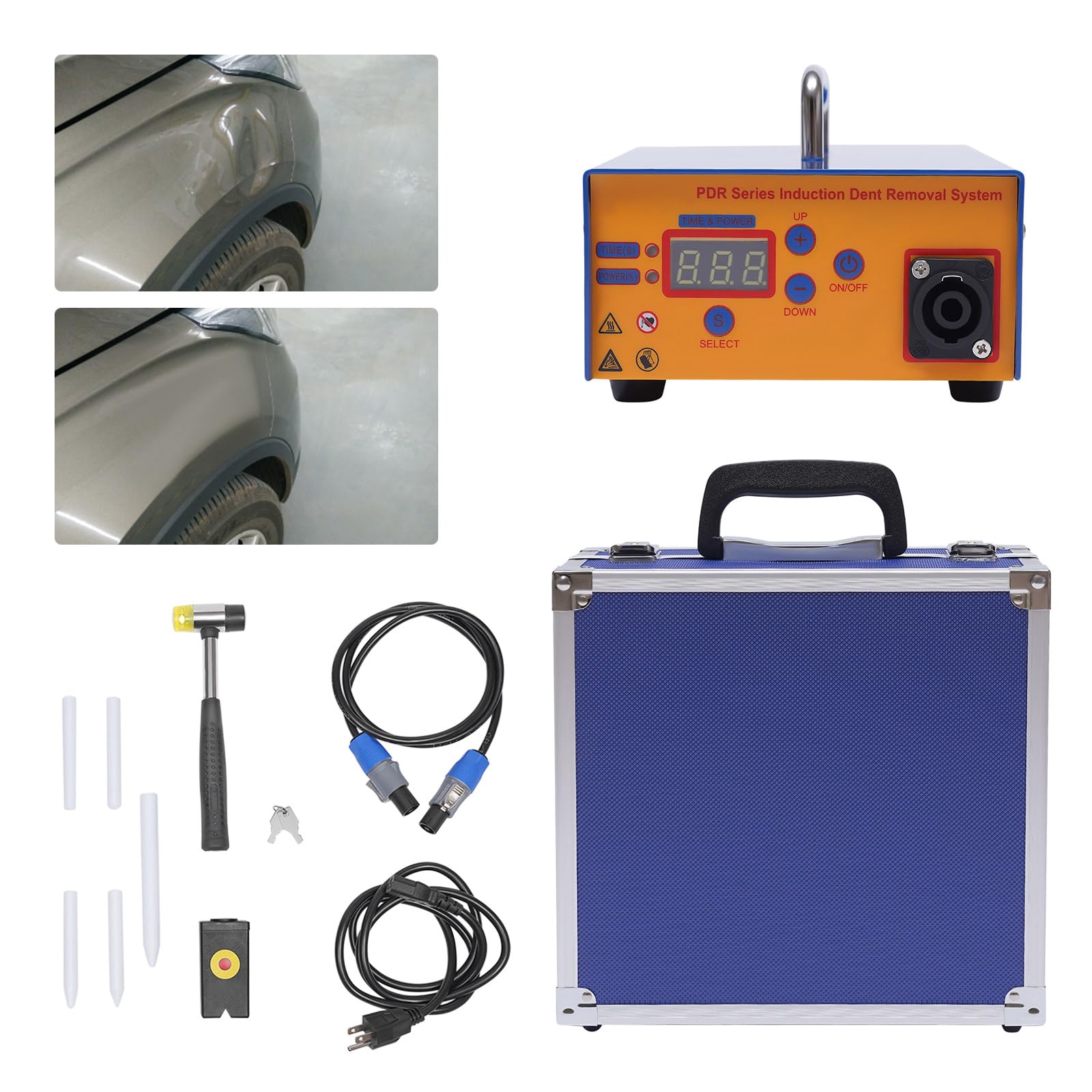 GMSLuu 1380W Induction Heater Machine,Paintless Hail Dent Damage Repair Kit,Hot Box Car Paintless Dent Removing Repair Tool for Garage&Personal Use.