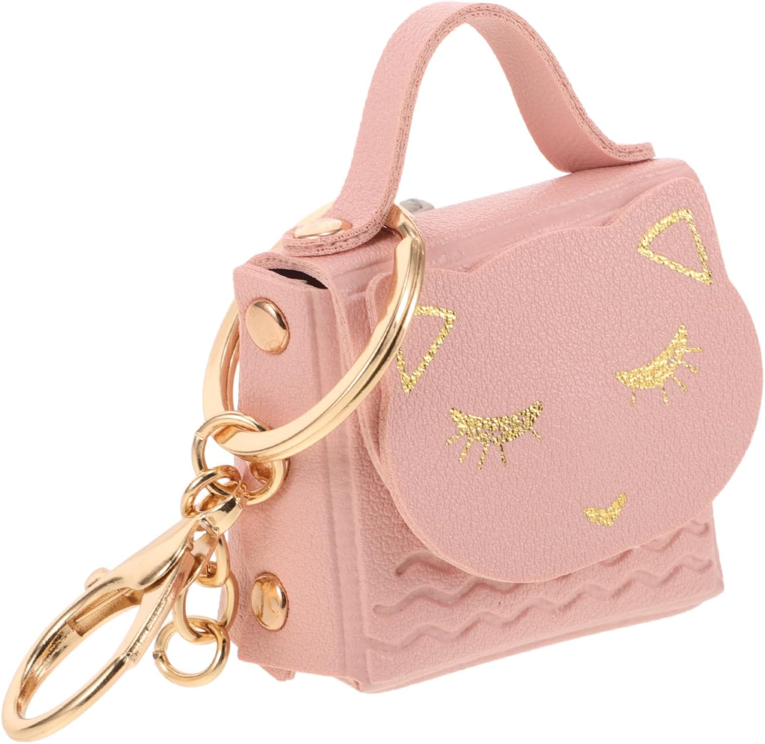 Yardwe Cartoon Cat Keychain Coin Purse Mini Wallet with Key Ring Pink for Small Hanging Accessory