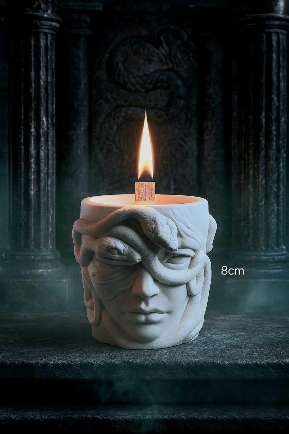 Medusa Candle Unscented Decorative and Collectible, White Color, Home Decor, Table Accent piece, Unique Gift Idea, 2 x 3 inches - White, One Size