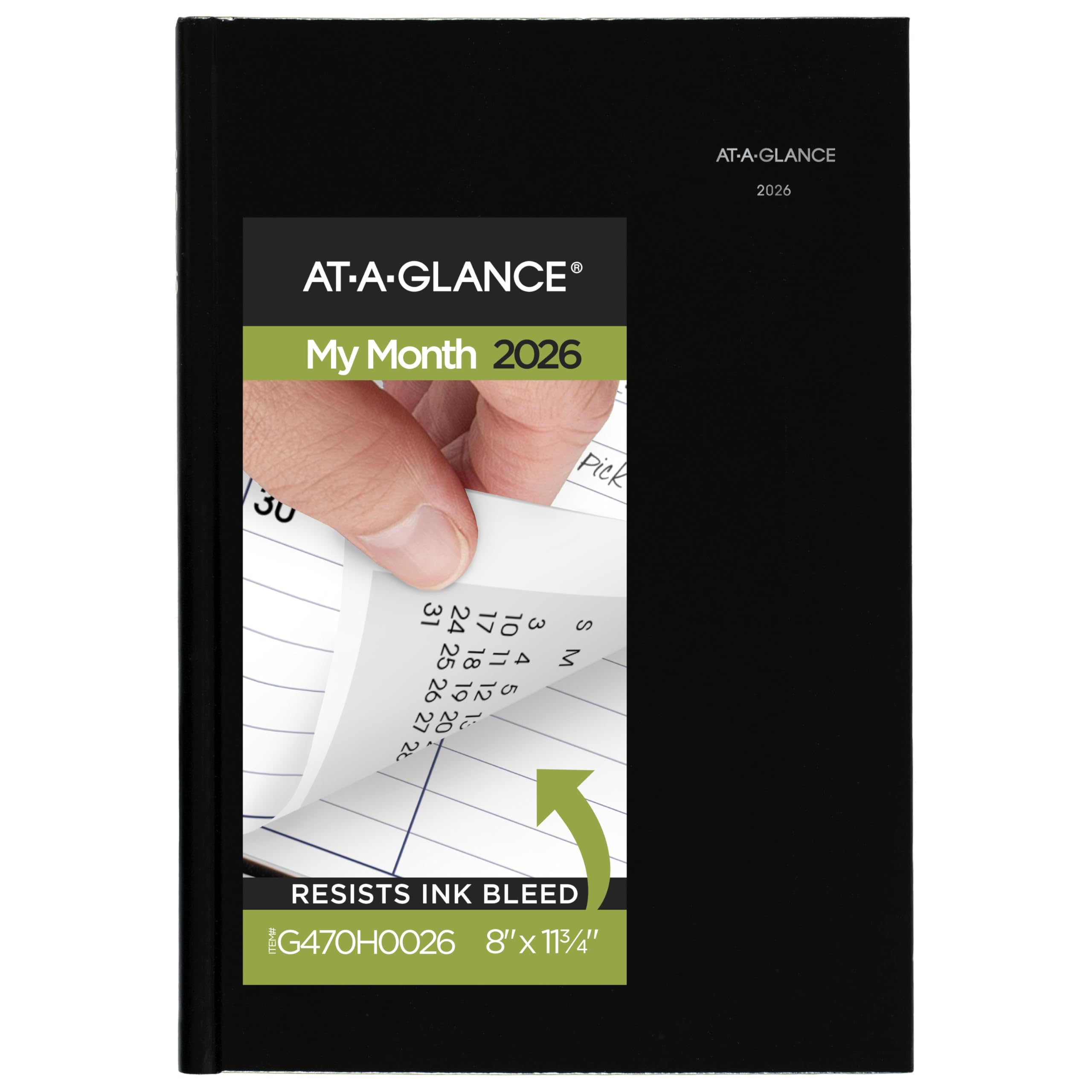 AT-A-GLANCE Agenda 2026, mensile, 20,3 x 29,8 cm, grande, copertina rigida, DayMinder, nero (G470H0026)