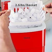 Vista 48 de Silonn - Máquina de hacer hielo para encimera, 9 cubos listos en 6 minutos, 26 libras en 24 horas, autolimpiable, cuchara de hielo y canasta, 2