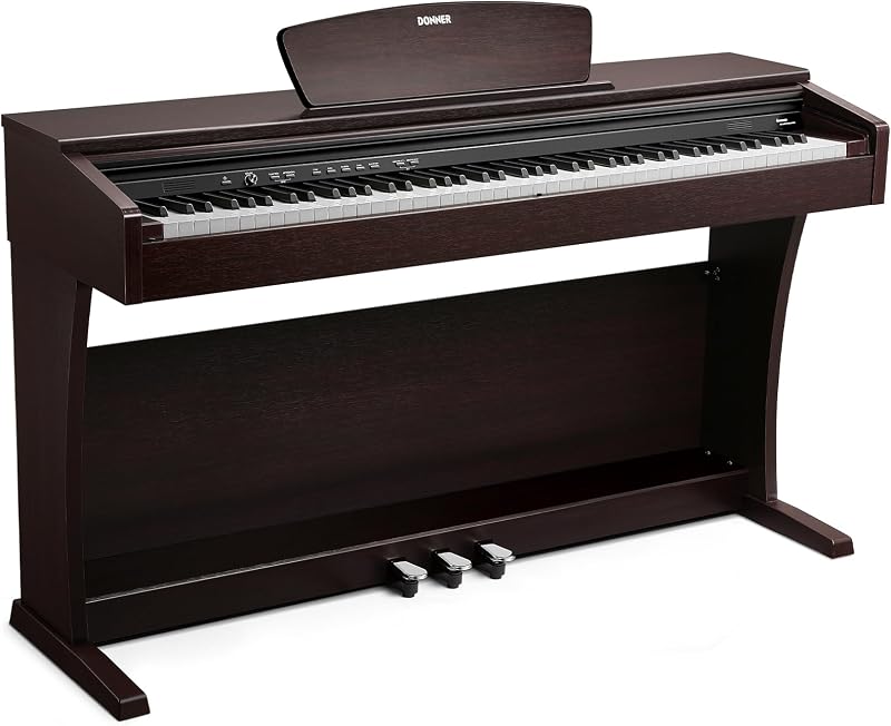 88 Key Fully Weighted Action Digital Piano, Full Size Electric Piano Keyboard with Hammer Action Keys, Bluetooth, 20 Tones, 4 Reverb, 128 Polyphony, DDP-300 Black