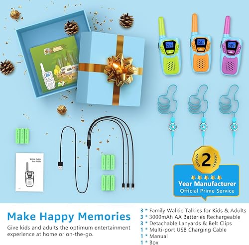 Miniatura 7 de Walkie-Talkies NOAA - Paquete de 3 Walkie-Talkies para adultos, radios recargables de 2 vías de largo alcance de 4 millas para familia, camping,