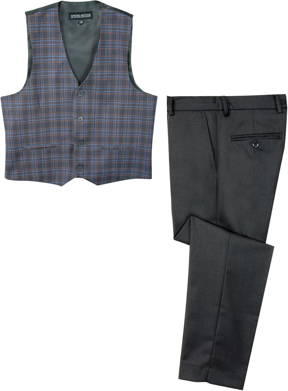 Spring Notion Boys' Plaid Vest and Pants Set - Formal Dress Outfit for Kids