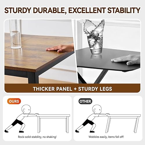 Miniatura 5 de Escritorio para computadora con cajón, escritorio grande de trabajo para oficina en casa de 63 pulgadas, escritorio moderno para computadora de