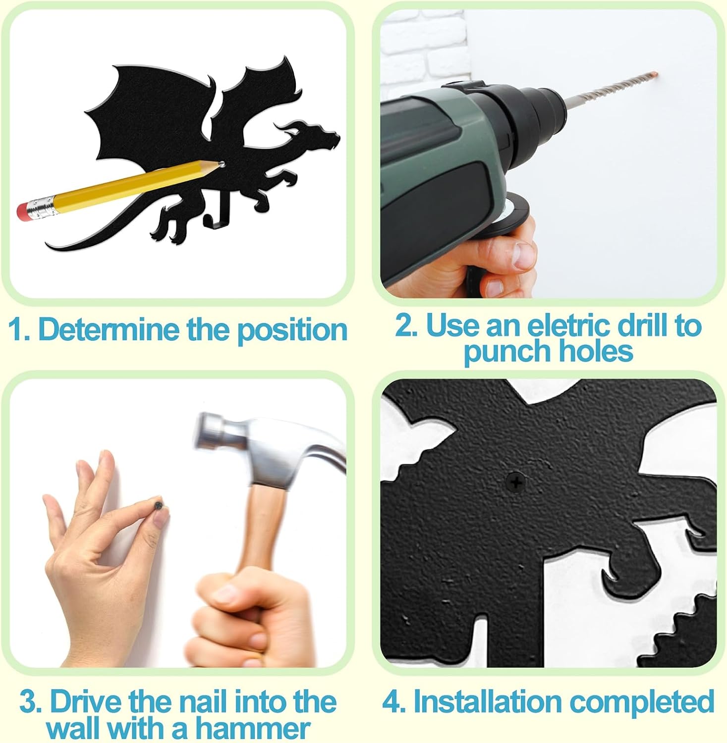 Dragon Wall Hooks Metal Black Dragon Coat Hook Clothes Towel Hanger Rack Wall Mounted Hook Key Hat Coat Hooks for Kids Decorative Wall Hanging Holder for Bedroom Bathroom Living Room