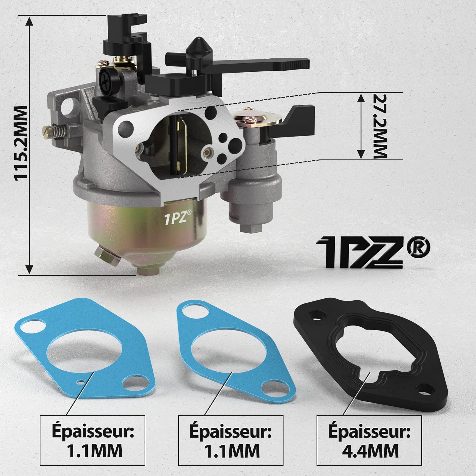 1PZ F6C-G39 Carburateur remplacement pour moteur Honda GX270 GX340 GX390 GX420 11HP 13HP 16HP Harbor Freight Predator 390cc 420cc Générateur tondeuse à gazon Go Kart 16100-ZE3-V01