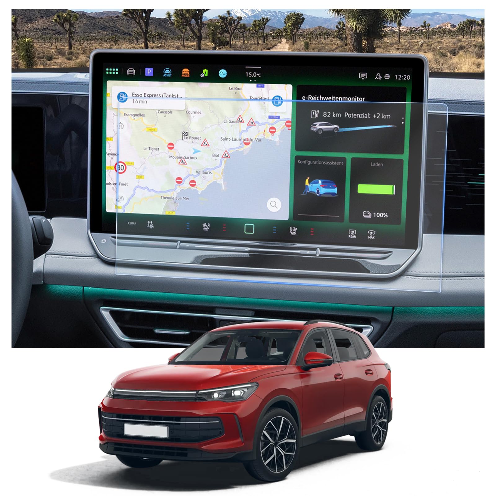 CDEFG 2PCS for 2025 2026 VW Tiguan 12.9-Inch Screen Protector for 2025 2026 Volkswagen VW Tiguan 12.9-inch Nano Screen Cover 2025 2026 VW Tiguan