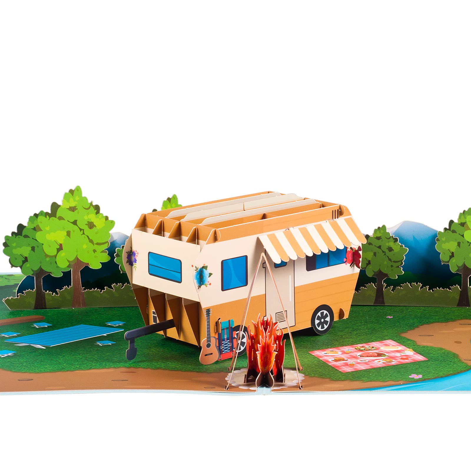 ANEWISH 3D cards, pop-up caravan greeting cards for holidays camping, picnics and excursions,15 x 20 cm, 01Caravaning - Image 4