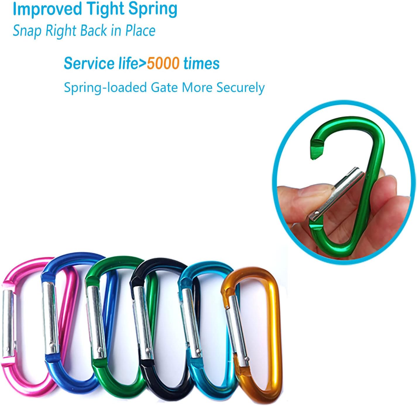 12Pcs Aluminum Carabiner D Ring, Includes Small 1.8" Carbineers, Medium 2.2" D Ring Clip, Biger 2.4" Multipurpose Carabiner Buckles (Each Size Randomly Mixed with 4 Colors). - Image 3
