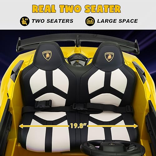 Miniatura 3 de TOBBI Lamborghini eléctrico de 2 plazas de 24 V para niños de alta velocidad 8.1 mih Drift deportivo con asientos de piel sintética con cinturón de