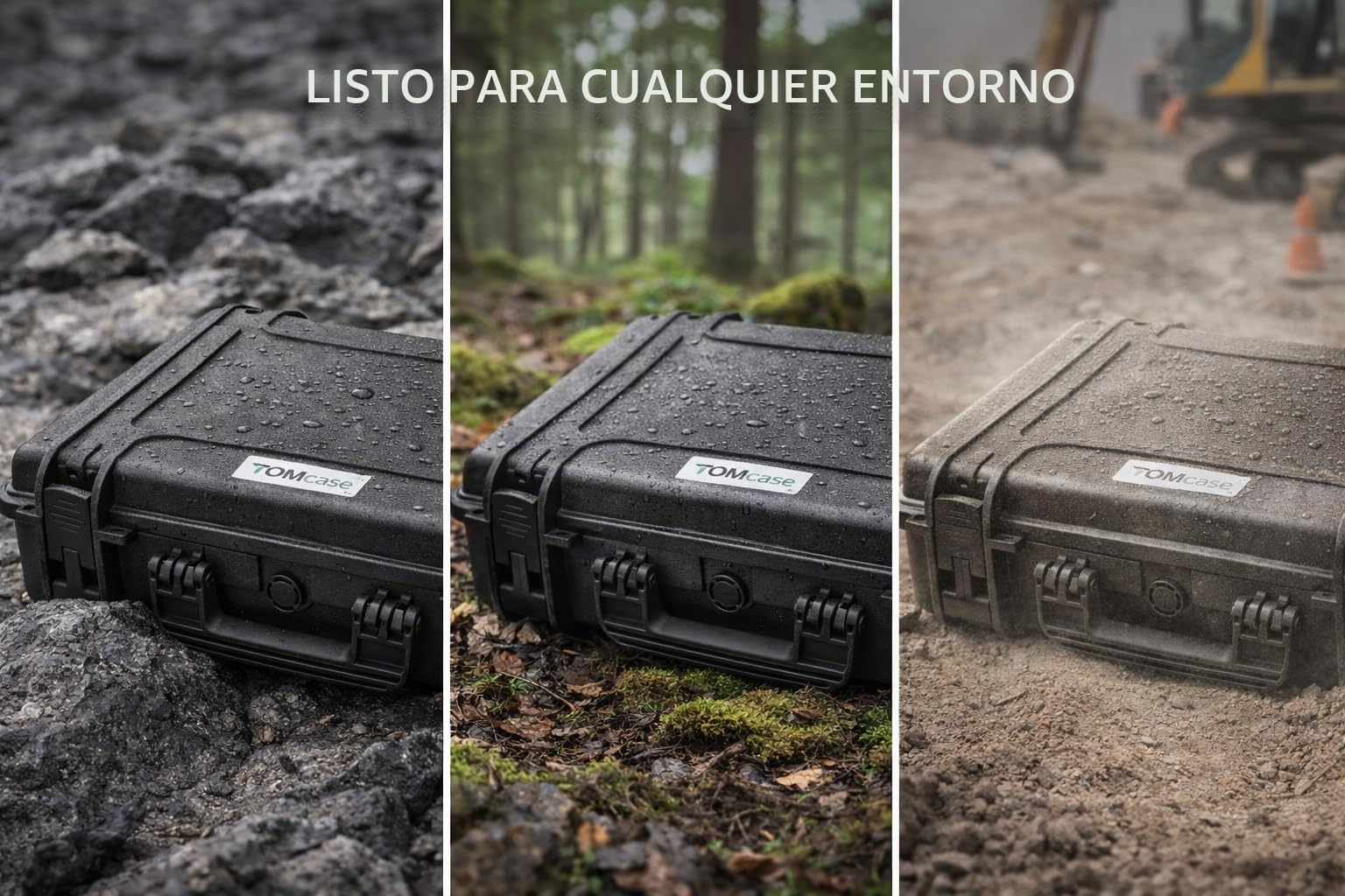 TOMcase maletín Impermeable de Exterior para Ordenador portátil hasta 17" y Accesorios, Funda Impermeable, maletín rígido inastillable con Espuma de Trama configurable, Caja de Transporte