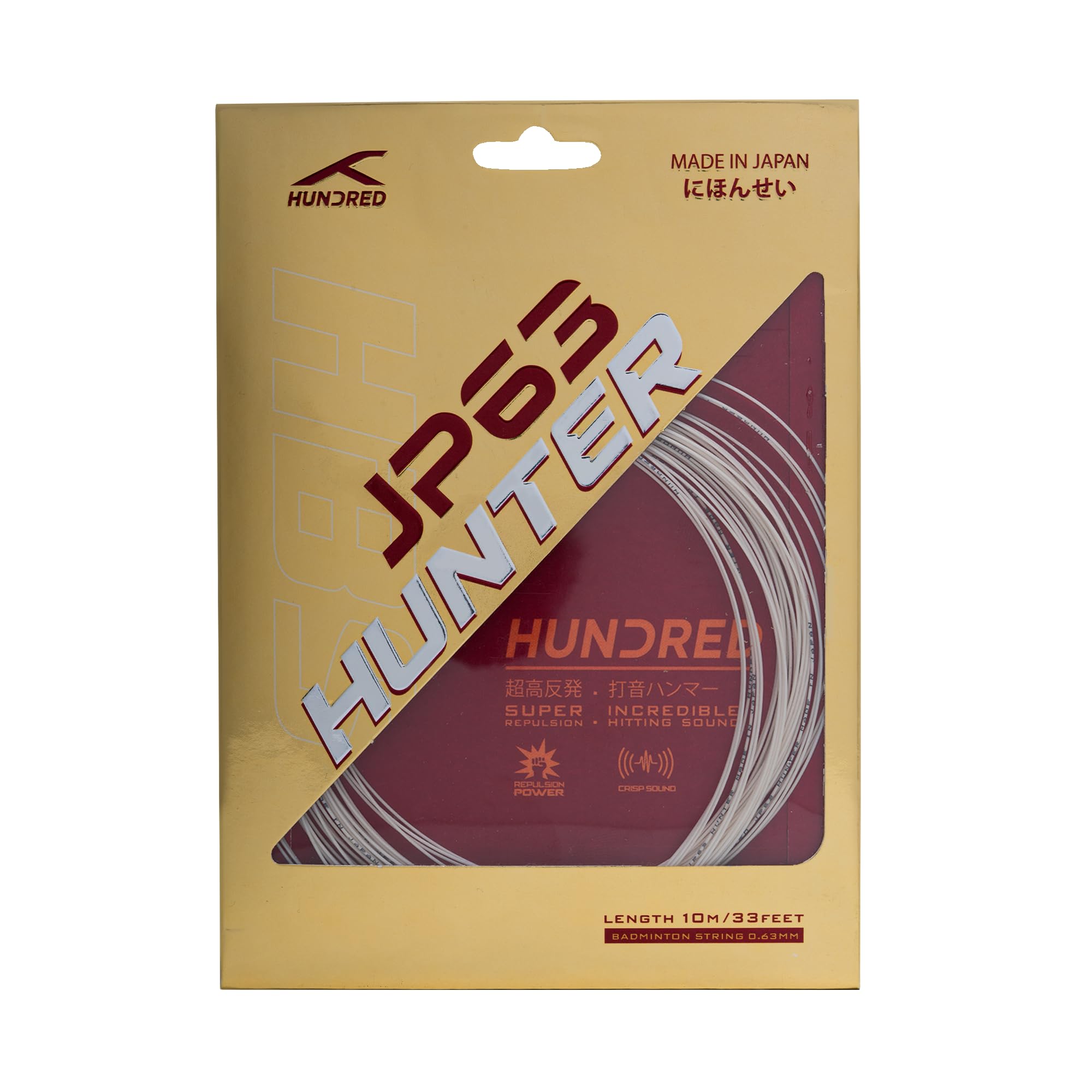 Hundred JP 63 Hunter Badminton String | Pro-Grade Repulsion & Control | Premium Hitting Sound | Superior Shock Absorption | Made in Japan (Ice White)-image-45
