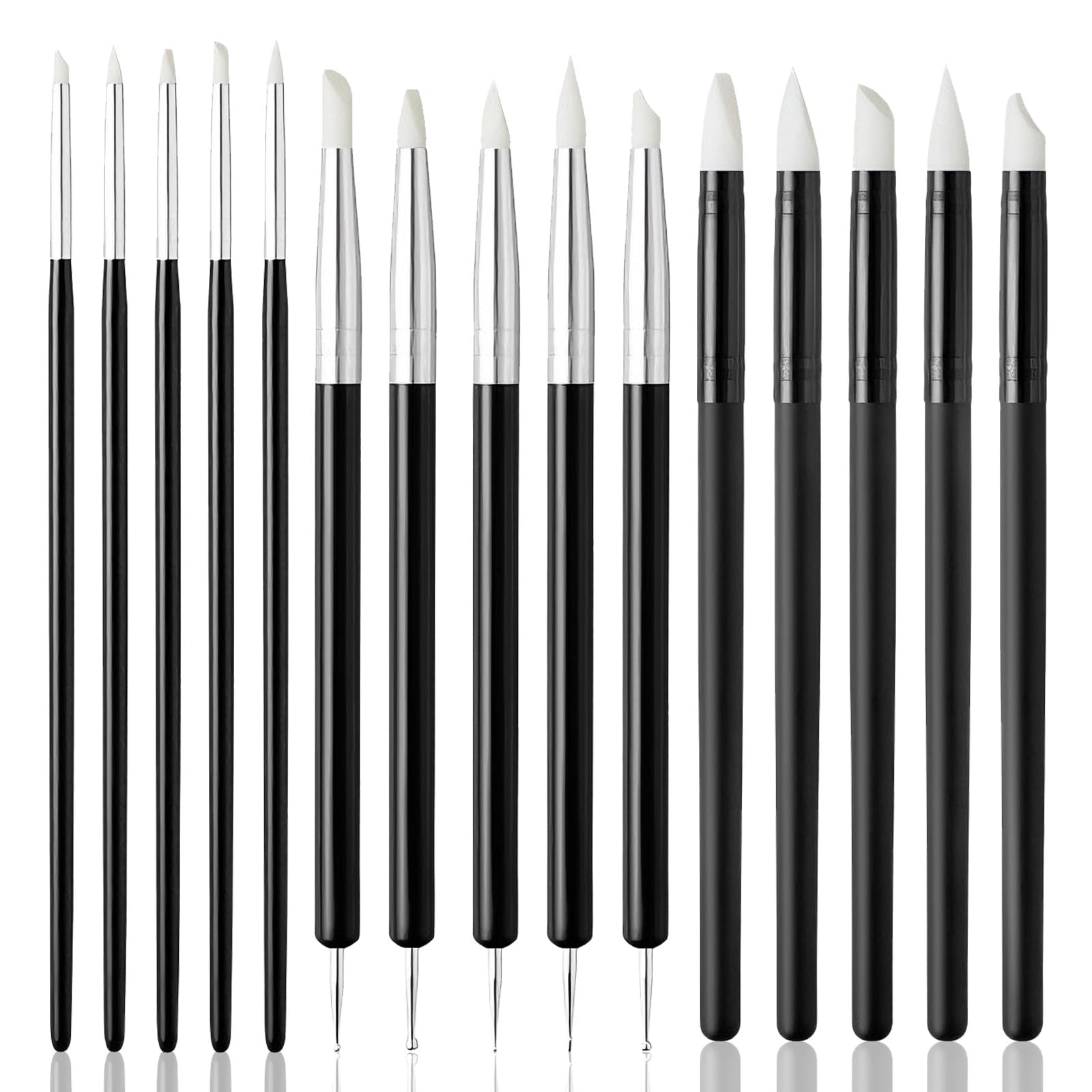 COGVOHY 15 PCS Silicone Clay Sculpting Tools, Soft Rubber Tip Clay Carving Pen for DIY Art, Pottery, Nails, Painting