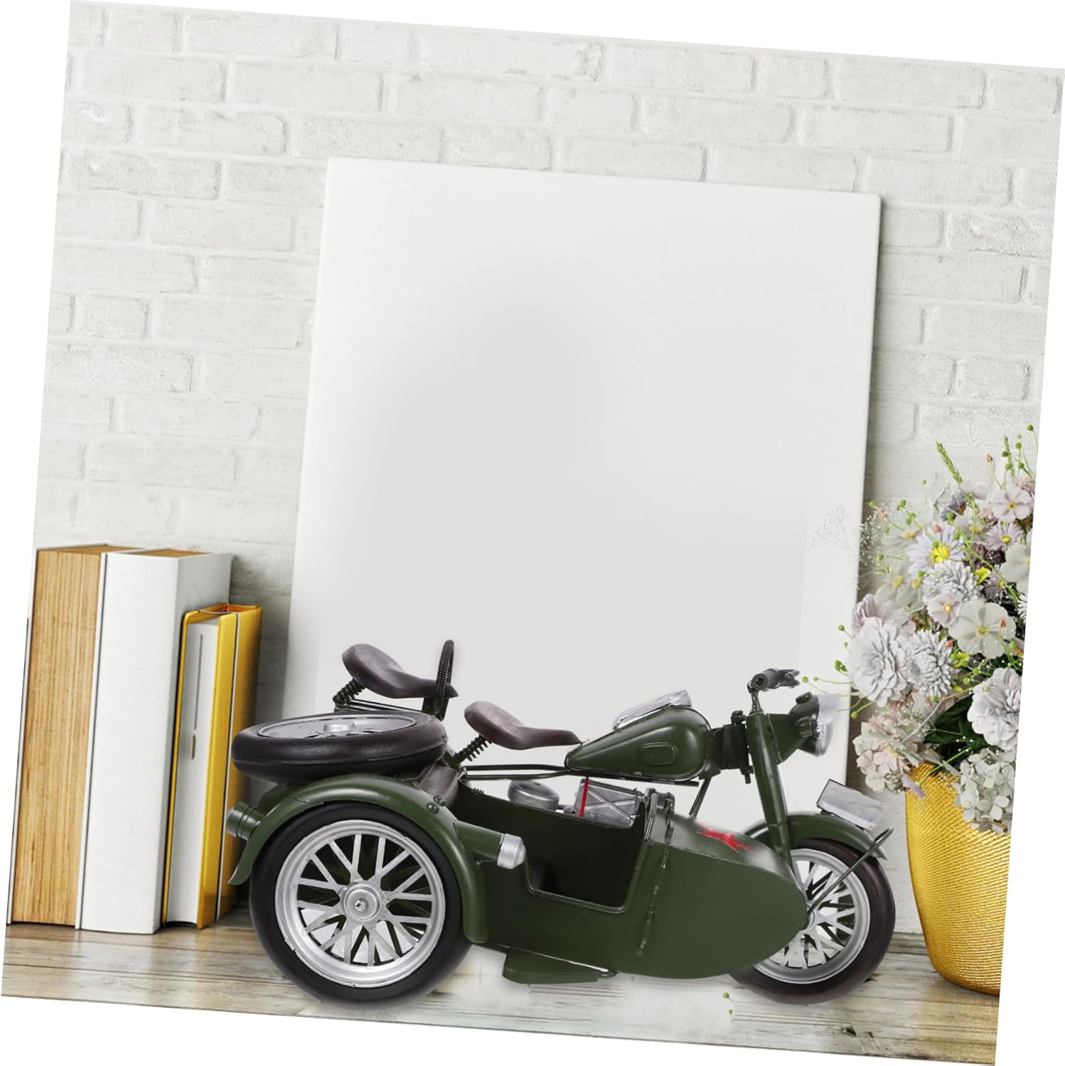 ORFOFE Creative Vintage Iron Tricycle Model Handcrafted Antique Motorcycle Artware for Home Office Decor Green Classic Motor Model Unique Vintage Decoration