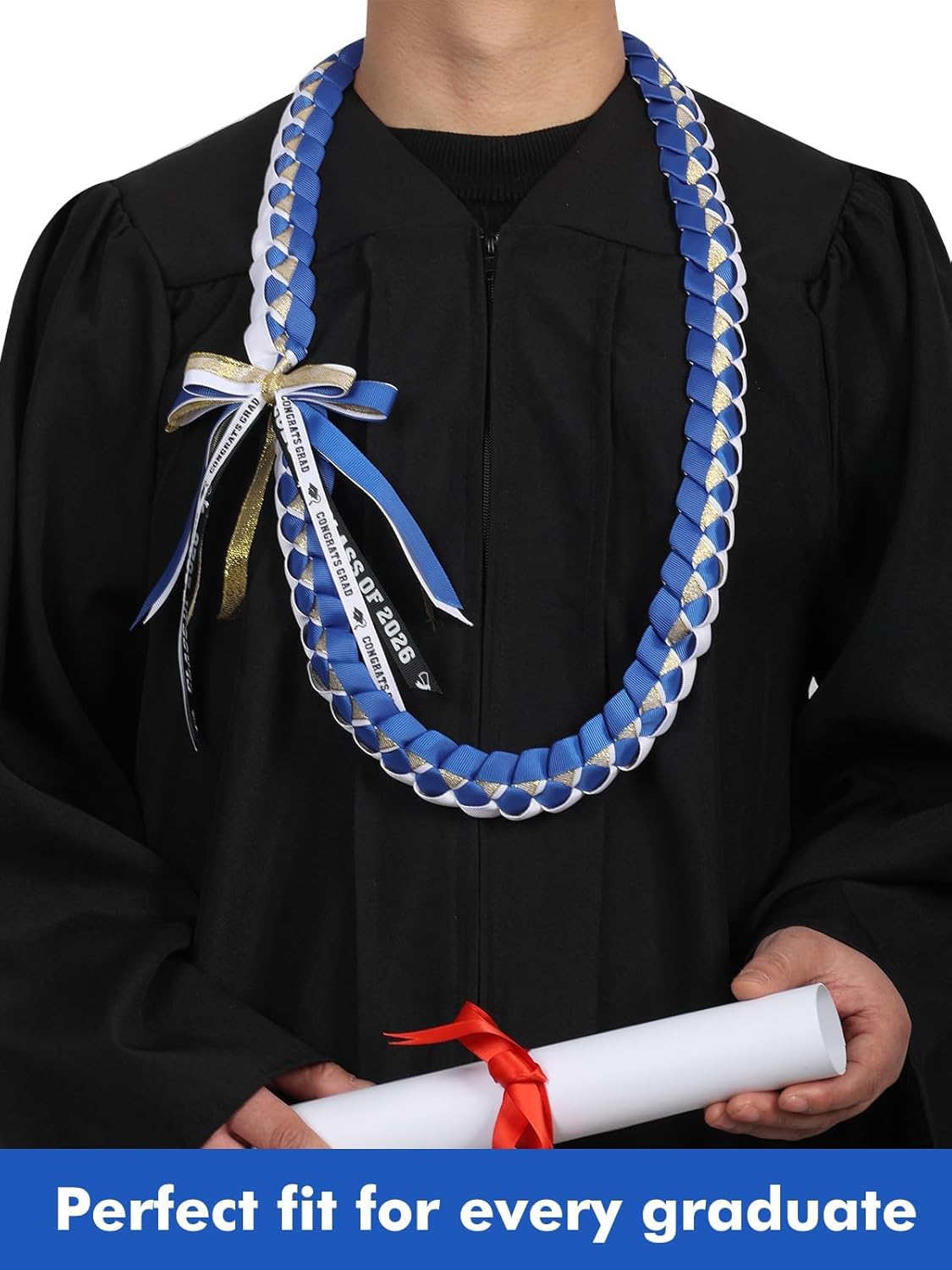 TFTAFAN Graduation Ribbon Lei Graduation Leis Necklace Class of 2026 Graduation Necklace Braided Necklace Graduation Gift Party Accessories for Women and Men