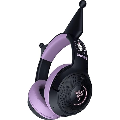 Razer Kraken Kitty V2 BT Wireless RGB Headset: Chroma RGB Kitty Ears & Earcups - Bluetooth 5.2-40 mm Drivers - Noise-Cancelling Mics - Lightweight - 40 Hr Battery w/Type C Charging - Kuromi Edition