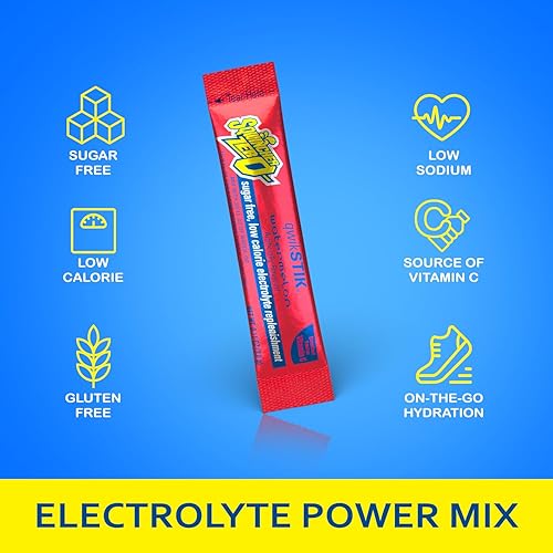 Miniatura 40 de Bebida en polvo Qwik Stik de Sqwincher, con electrolitos y sin azúcar (contiene 50 unidades), cítrico (Cool Citrus), 50
