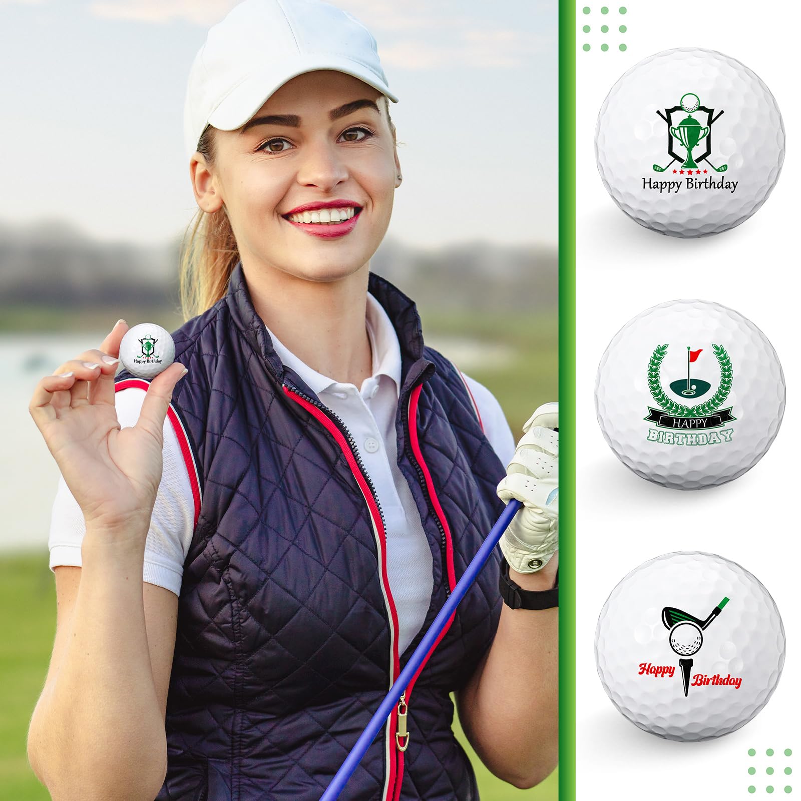 Threan 3 Piezas Juego de Regalo Pelota de Golf para Hombres Papás Tamaño Estándar