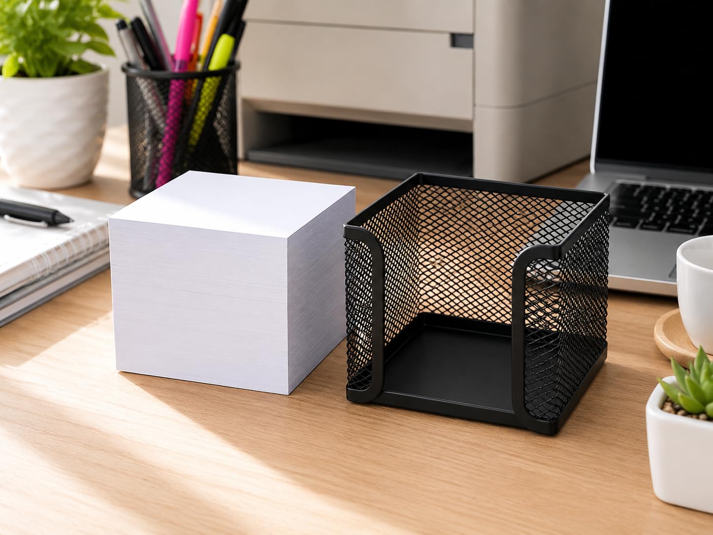 IMPRINT Black Metal Memo Block Holder with Memo Cube with 650 Papers,Holder Size 10 X 10 X 8 CM 1