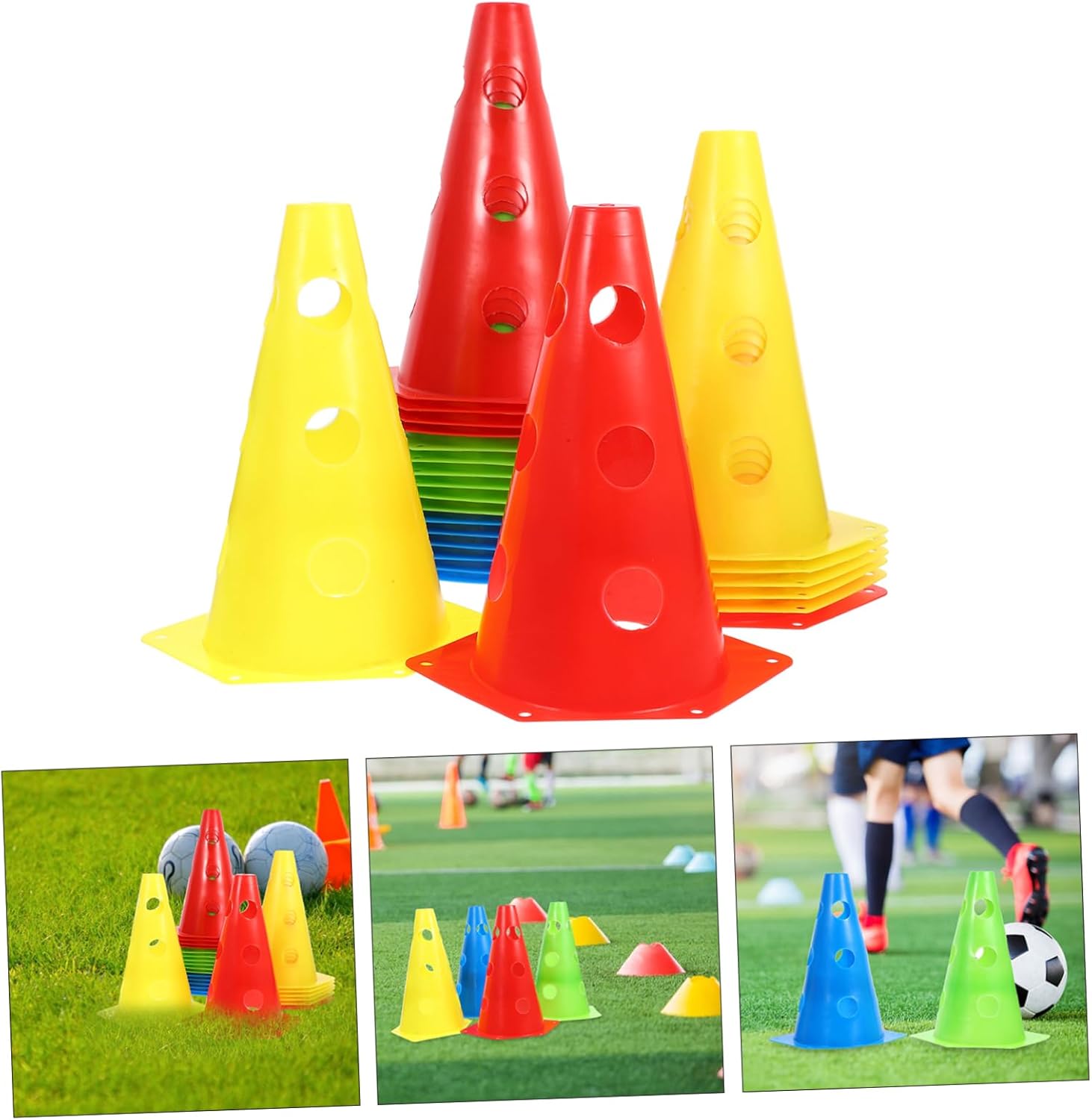 YARNOW 24Pcs Plastic Agility Cones for Soccer Training Bright Traffic Cones for Sports Drills Sturdy Pe Material for Field Marking and Obstacle Course