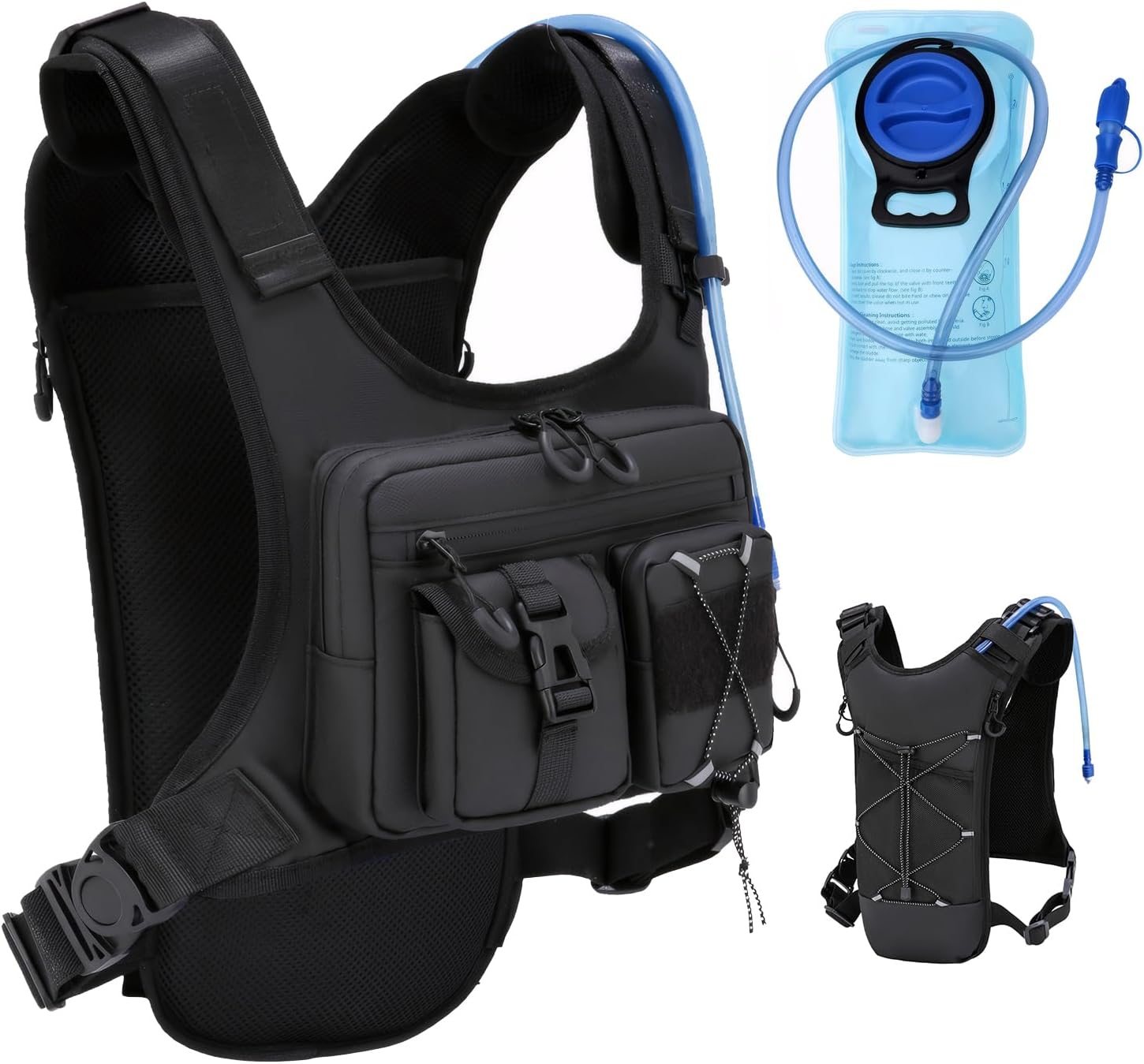 Criuage USA Original Patent Running Hydration Vest Backpack, Lightweight Chest Pack with 2.0L Water Bladder Bag Daypack for Hiking Running Cycling Race Marathon for Women Men