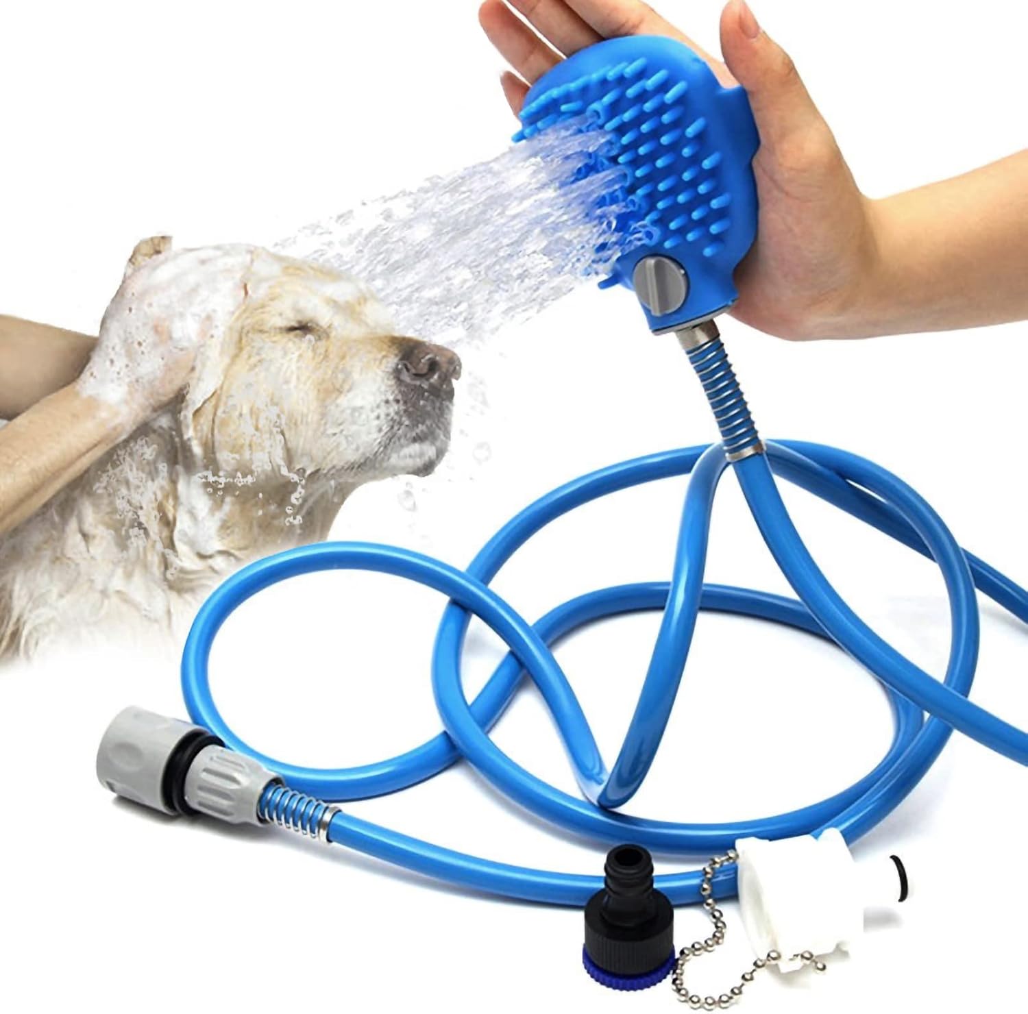 KONGDNI Dog Shower Head with Hose Sprayer Faucet Adapter
