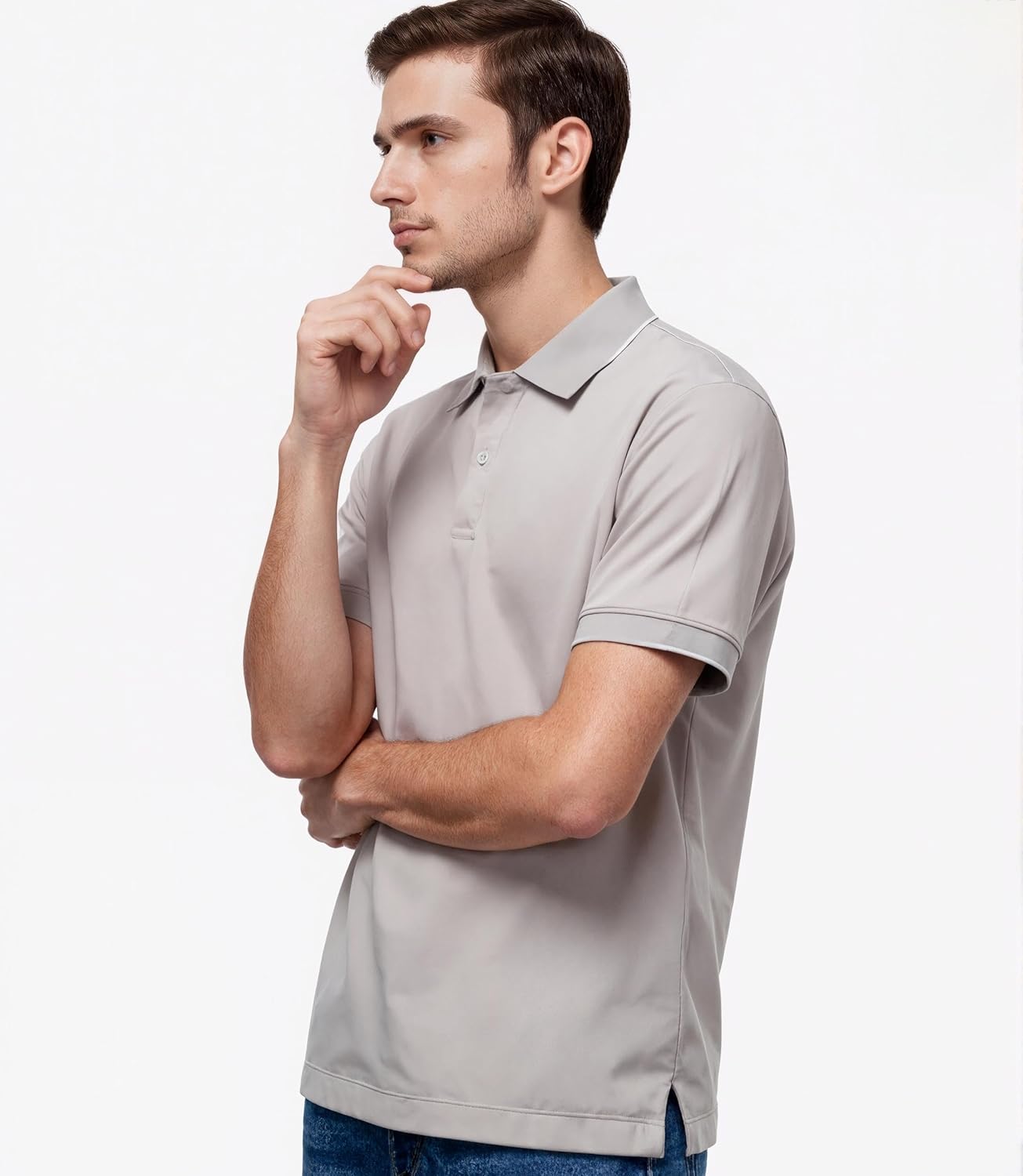 Men's Polo Shirts Collared Golf Shirt Performance T-Shirt Sport Button Down Tee Summer Casual Shirt - Image 4