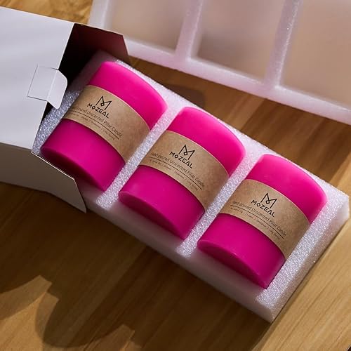 Miniatura 5 de MOZEAL Velas de pilar extra grandes de color rosa intenso de 4 x 10 pulgadas (juego de 2), sin perfume, sin goteo, sin humo, de larga combustión