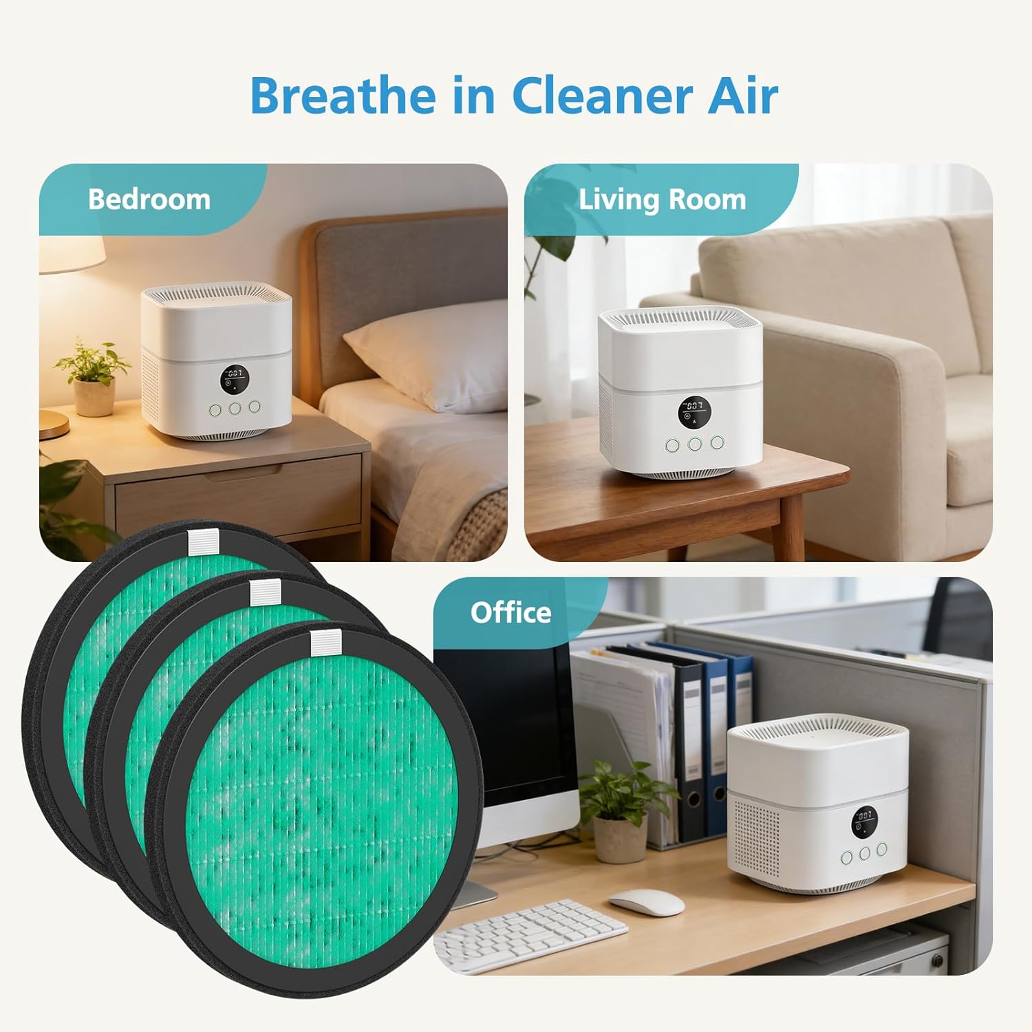 3 Pack HEPA Replacement Filters Compatible with HomBreez Air Purifier and Humidifier Combo (WG-03/WG-03-S/F-WG), 4-Stage Filtration System Filters - Image 8