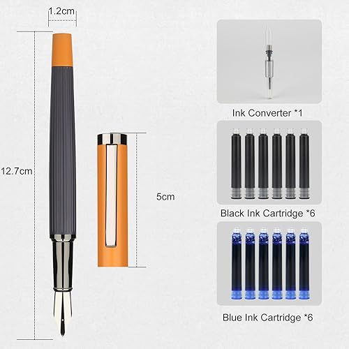 Miniatura 2 de GC QUILL Juego de pluma estilográfica, punta fina con 12 cartuchos de tinta y convertidor de recarga de tinta, juego de regalo para escribir