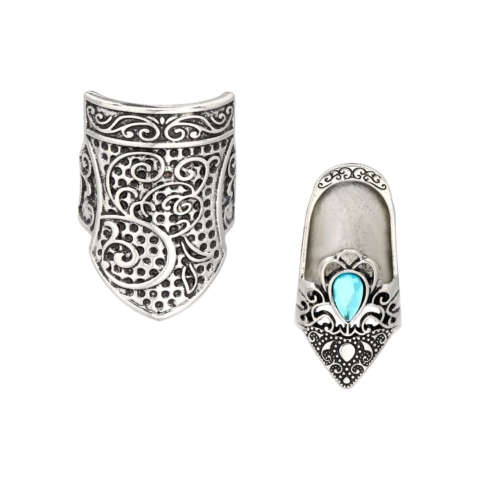 carotoe 2Pcs Sewing Finger Protector Vintage Metal Thimble Ergonomic Finger Guards for Tailoring Needlework Embroidery Crafting Sewing Thimble