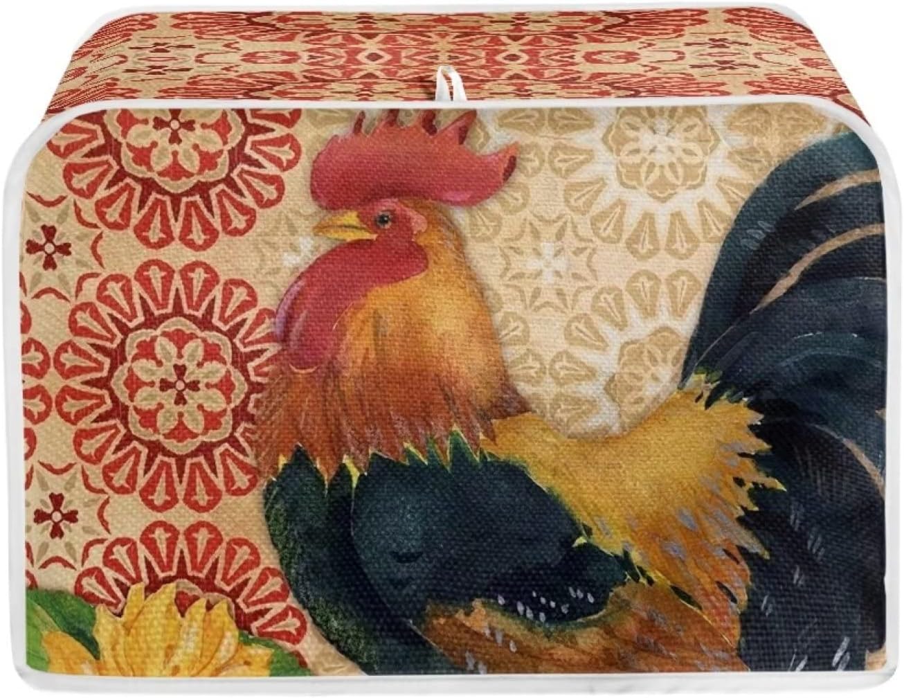 UNICEU Vintage Rooster Sunflower 4 Slice Toaster Cover