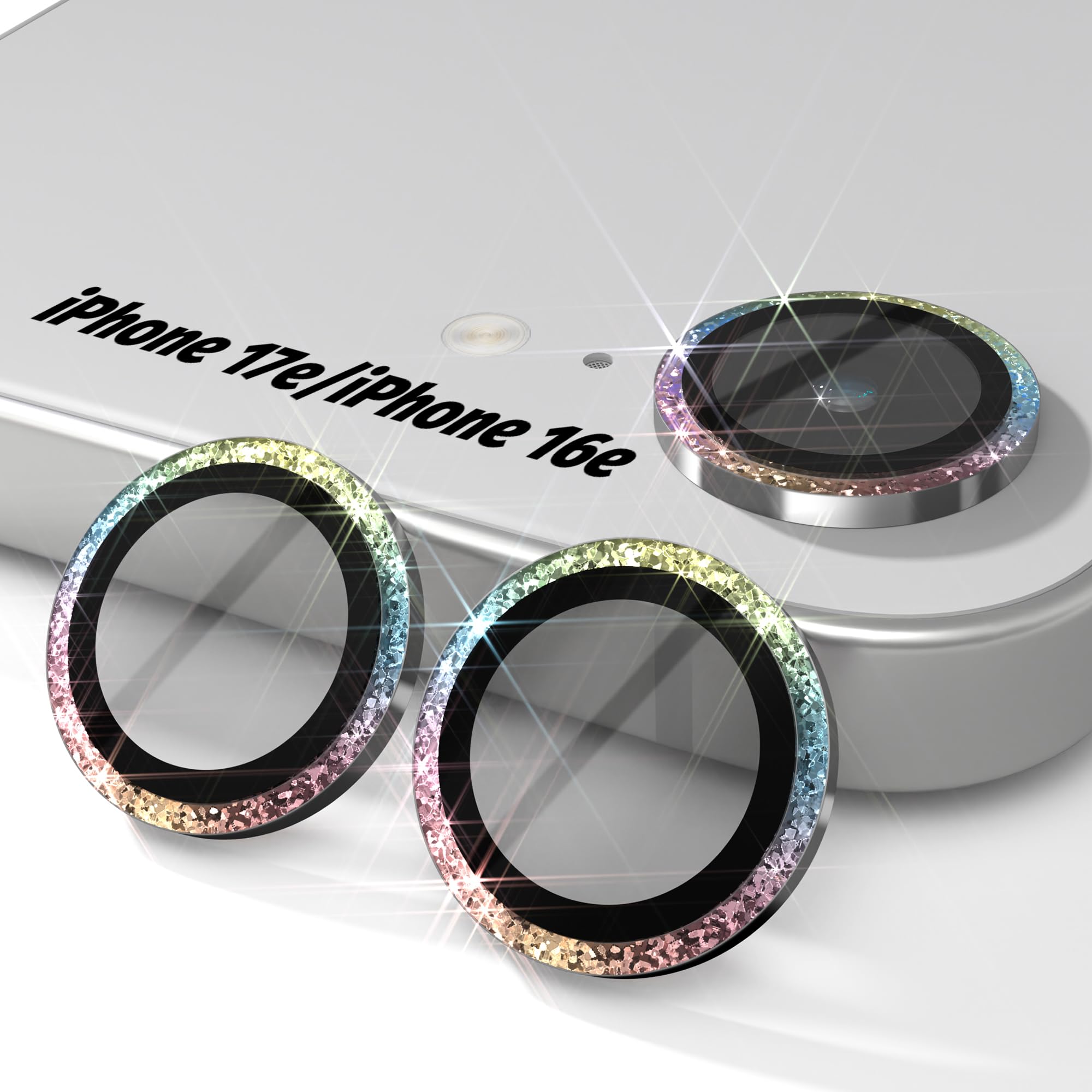 Orzero 9H Glass Camera Lens Protector for iPhone 17e/16e-Colorful, 3 Pack