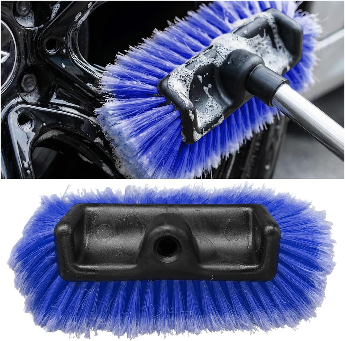 11" Car Wash Brush Head, Soft Bristle Car Cleaning Brush, Universal Automotive Brushes Head Compatible with Poles, Multifunctional Vehicle Detailing Accessories for Trucks, RVs, Boats (Blue)