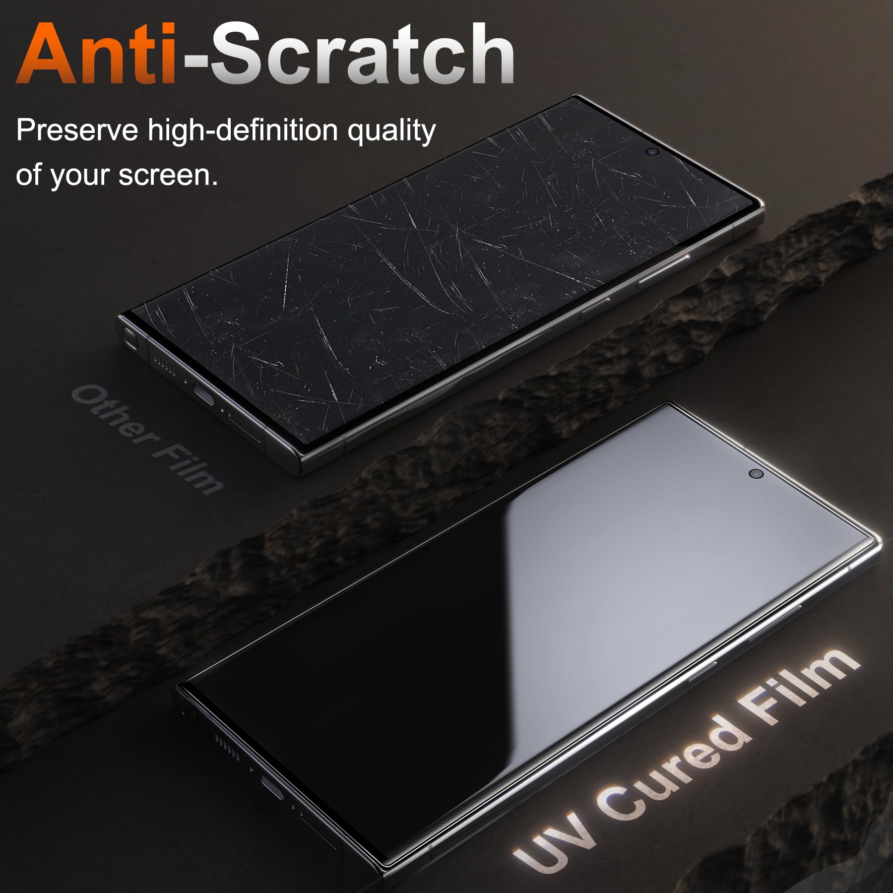 Fotbor [Protector de pantalla de cero burbujas para Samsung Galaxy S23 Ultra/S22 Ultra, paquete de 2 películas de curado UV curvadas 3D [alineación automática], ajuste perfecto, sedoso, suave,