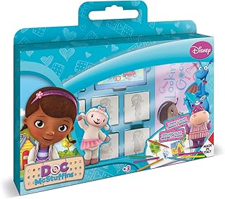 Multiprint Valigetta 7 Timbri per Bambini Disney Dr.ssa Peluche, 100% Made in Italy, Set Timbrini Bimbi Personalizzati, in Legno e Gomma Naturale, Inchiostro Lavabile Atossico, Idea Regalo, Art.07881