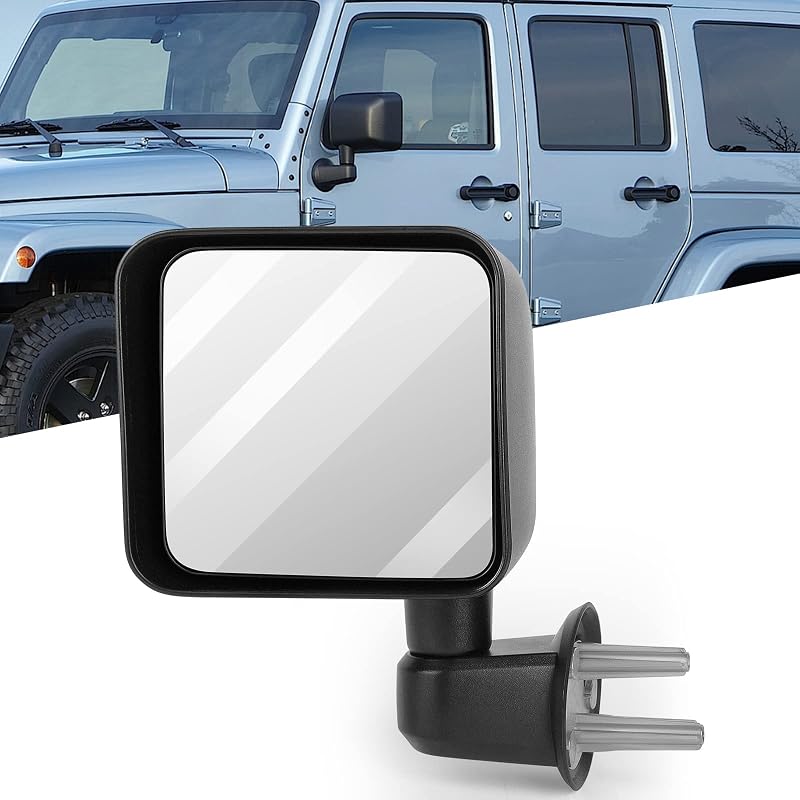 Retrovisor externo esquerdo ITOPUP manual para Jeep Wrangler 2007–2017 – Preto