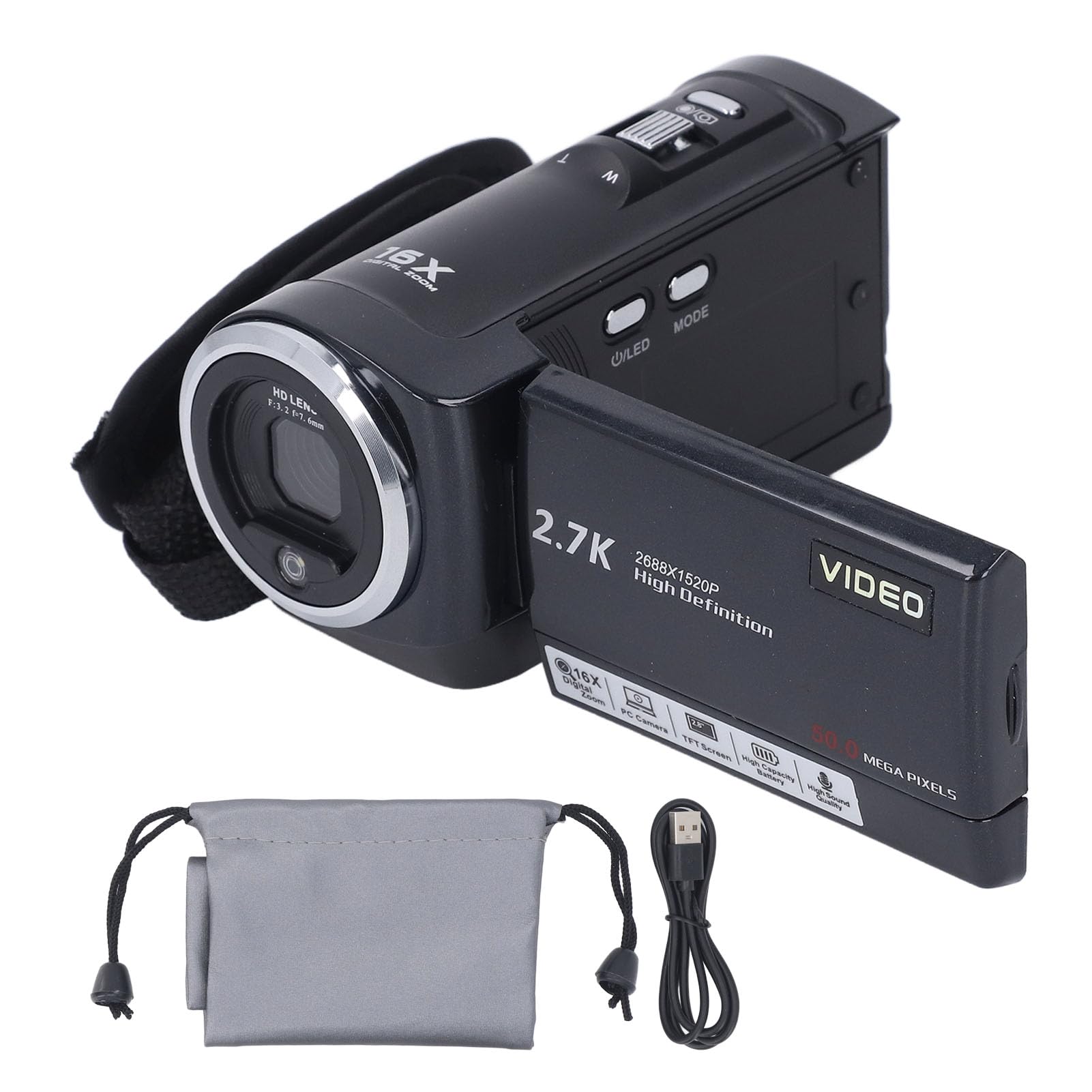 GOWENIC 2.7K Video Camera Camcorder, QHD 50MP Video Camera for, 16X Digital Zoom, 270° Rotation Screen Video Recorder Webcam, Recording While Charging,128G (64GB)-picture-23