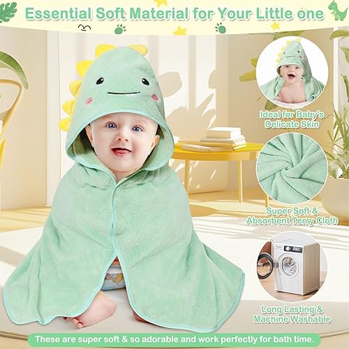 Miniatura 4 de 4 toallas de bebé con capucha, toalla suave para bebé, toalla de baño absorbente para bebé, toallas de bebé y 3 paños de bebé para recién nacidos,