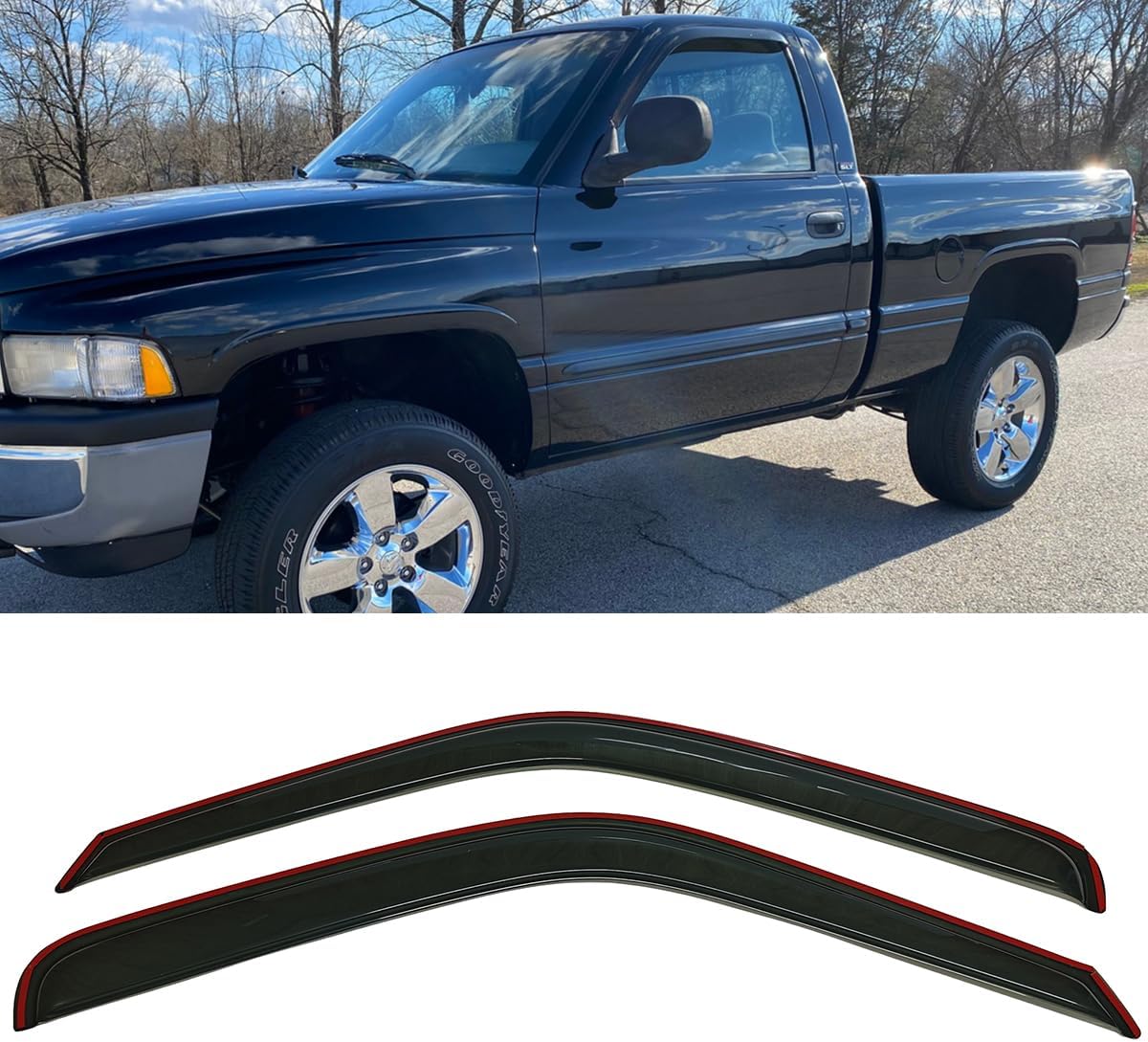 in-Channel Style Smoke Window Sun Rain Visors Vent Guard Shade Compatible with Dodge Ram 1500 2500 3500 1994-2001