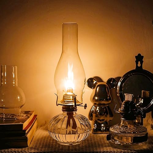 Miniatura 5 de Lámpara de aceite Chimenea Base de 3 pulgadas de 9 pulgadas de altura de queroseno Lámpara de repuesto de vidrio transparente alto