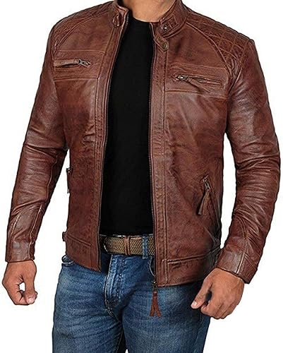 Miniatura 3 de RDEGOOCHA Chaqueta de cuero para motocicleta, para hombre, otoño, invierno, cuello alto, cremallera, chaqueta de manga larga, chaqueta de apuestas
