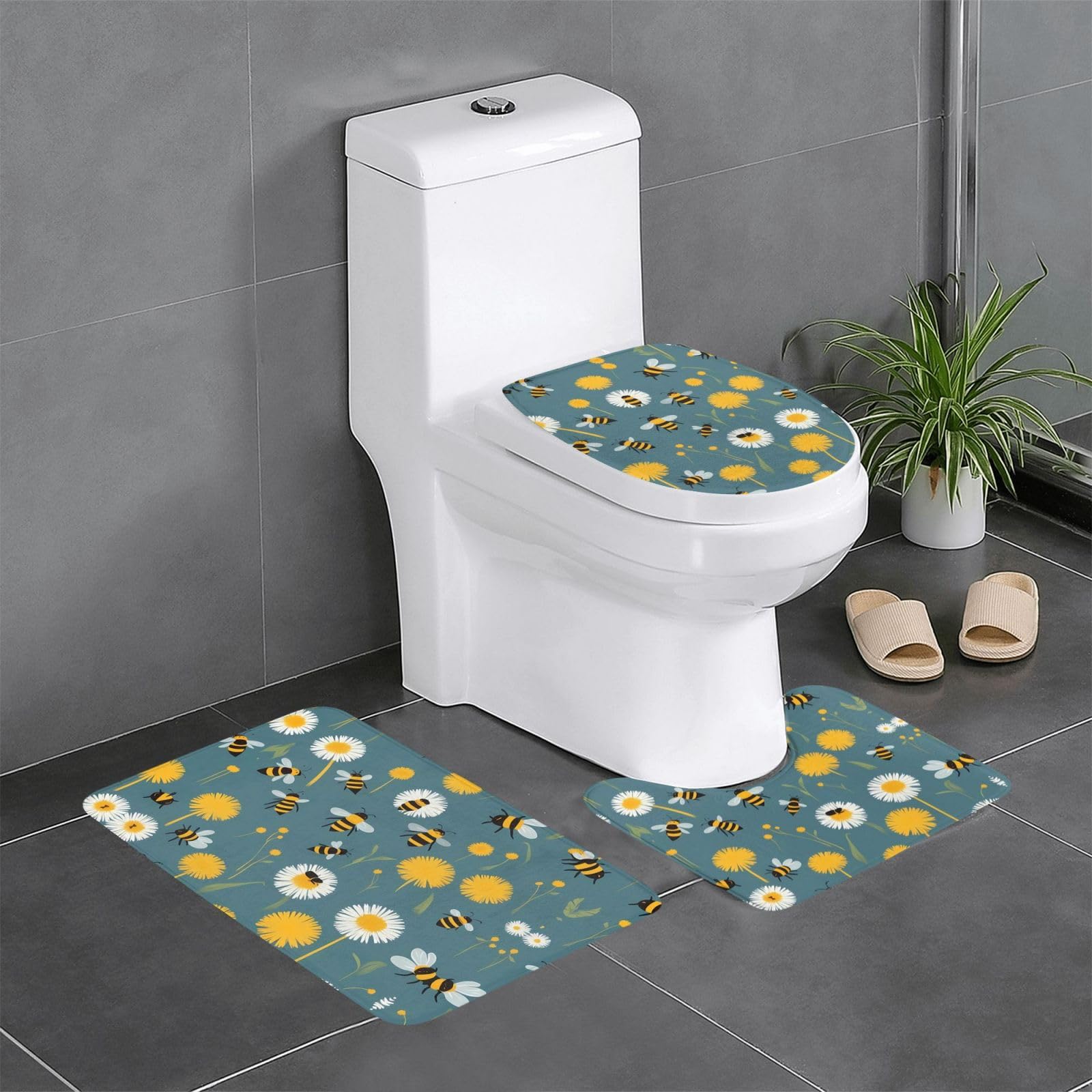Tapis de salle de bain pissenlit : l'ambiance nature devant la coiffeuse