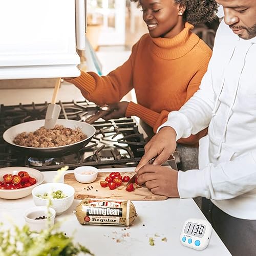 Miniatura 8 de Paquete de 12 temporizadores digitales de cocina para cocinar temporizador magnético para cocinar alarma fuerte blanco