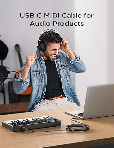 Miniatura 5 de AINOPE Cable de impresora USB C de 6.6 pies, negro, trenzado de nailon, para Yamaha, piano digital Casio, teclado, hp, hermano, impresoras Canon