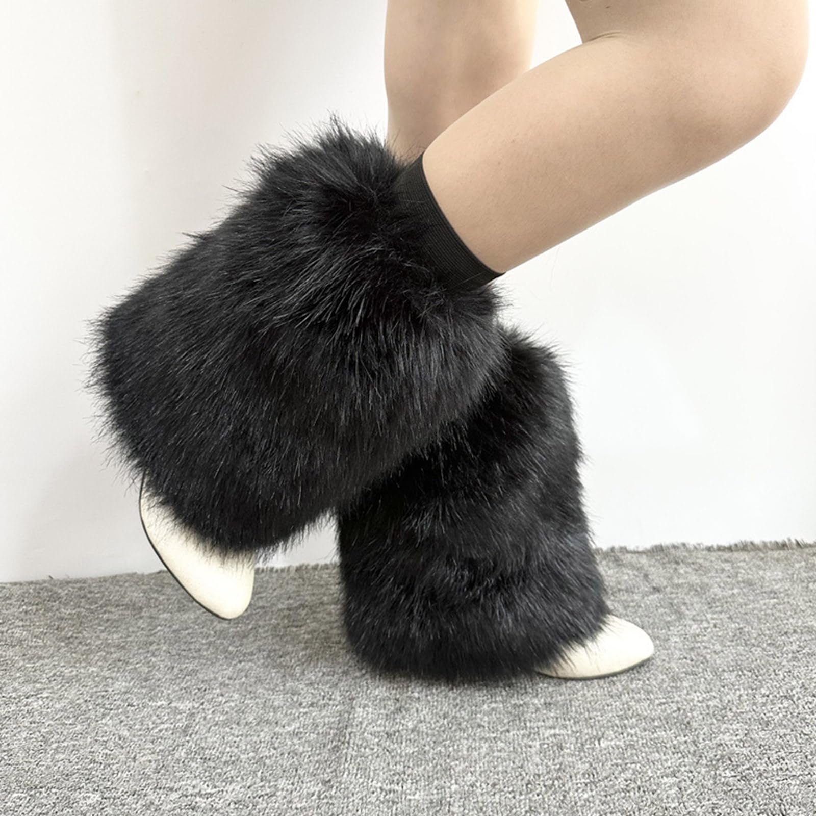 Calentadores de piernas de piel sintética para mujer, para invierno, cálidos, para botas, acogedores, Navidad, Halloween, fiesta, disfraz de cosplay